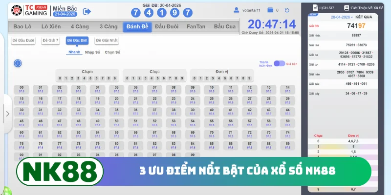 3 ưu điểm nổi bật của xổ số NK88